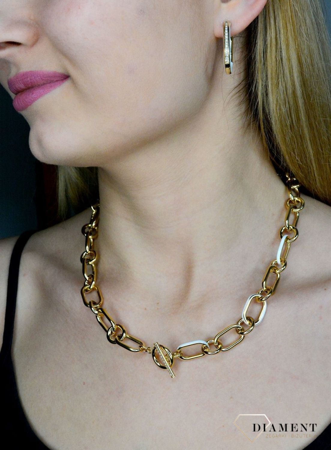 Naszyjnik złoty duże ogniwa Nomination z białą emalią 028712 000D.jpg